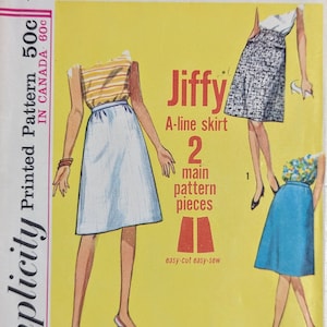 SIMPLICITY 5937 Midja 76 cm Jiffy A-linjekjol Enkelt att sy Vintage 1960-talsmönster