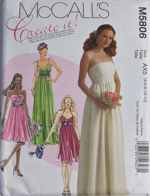 Mccall's 5806 UNCUT Size 4-12 Create It! Lined Dresses Strapless Formal Gown Bridal Bridesmaid Prom Pattern - Etsy Israel Mccall's 5806 UNCUT Size 4-12 Create It! Lined Dresses Strapless Formal Gown Bridal Bridesmaid Prom Pattern - Etsy Israel