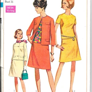 SIMPLICITY 7552 Size 14 Bust 36, Vintage 1960&#39;s Mod A-line Skirt Shell Blouse Retro Suit Pattern