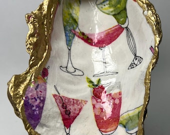 Cocktail Decoupage Oyster Shell #2