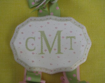 Large Monogrammed Double Ribbon Hanger