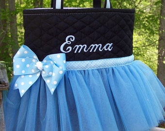 Personalized Blue Ballet Tutu Tote Bag