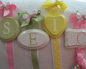 Initial  S, E, I or C  Personalized Hair Ribbon Hanger