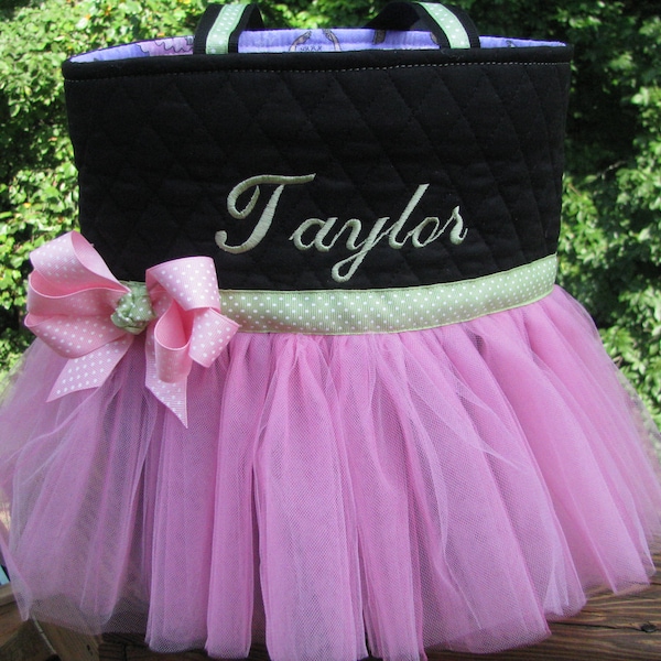 Personalized Green and Pink Ballet Tutu Tote Bag