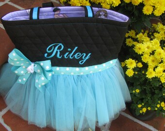 Personalized Turquoise Ballet Tutu Bag