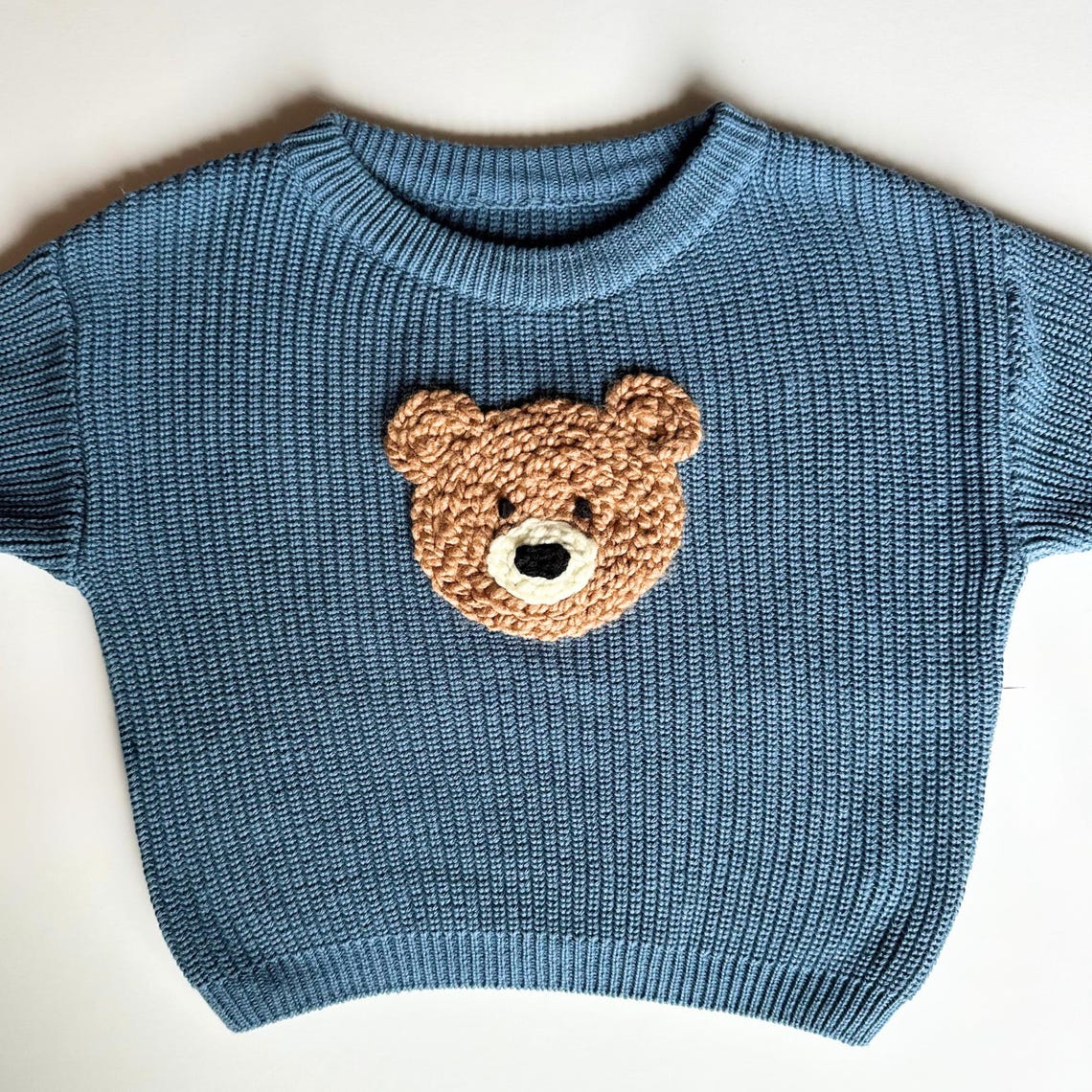 Teddy Bear Short Sleeve Sweater Top with Scalloped Detailing main image 0