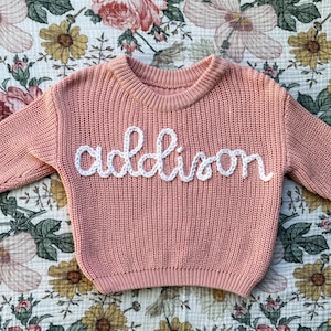 Hand Embroidered Baby Name Sweater | Custom Embroidered Baby Toddler Sweater | Toddler Name Sweater | Personalized Baby Shower Gift