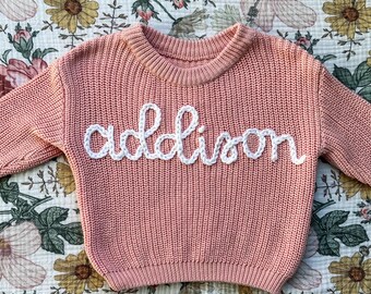 Hand Embroidered Baby Name Sweater | Custom Embroidered Baby Toddler Sweater | Toddler Name Sweater | Personalized Baby Shower Gift