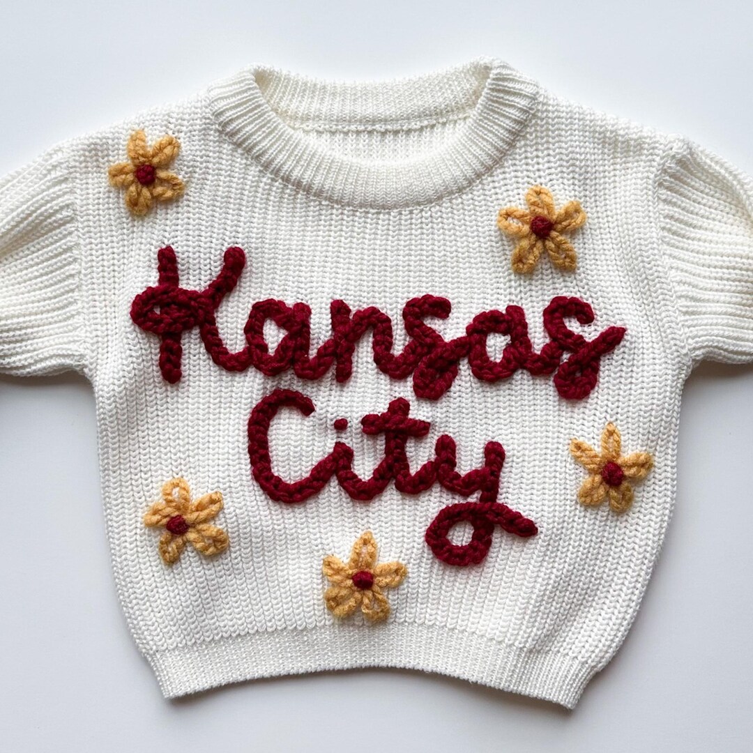 Kansas City Chiefs Baby Sweater | Hand Embroidered Chiefs Toddler Sweater | Custom Chiefs Knit Sweater | Chiefs Baby Shower Gift