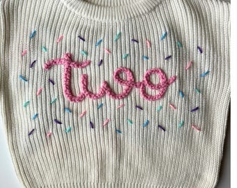 Hand Embroidered Baby Name Sweater | Custom Embroidered Baby Toddler Sweater | Toddler Name Sweater | Personalized Baby Shower Gift