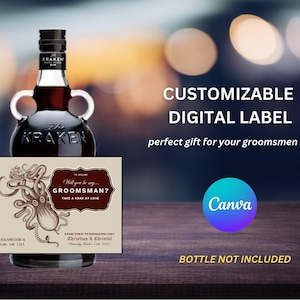 Etichetta personalizzata per rum speziato Download digitale Proposta per sposo Proposta per testimone di nozze Festa di compleanno Regalo per lui