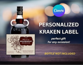 Personalized Kraken Rum Label: Groomsmen Proposal Gift (Digital Download)