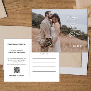 Save The Date Postkarte Vorlage | Minimalistisch Save the Date | Anpassbare Vorlage | Bearbeitbare Vorlage | Druckbare Karte | Hochzeits-Details