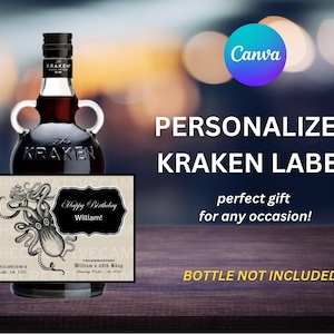 Personalized Kraken Rum Label Birthday Gifts (Digital Download)
