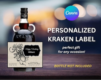 Personalized Kraken Rum Label Birthday Gifts (Digital Download)