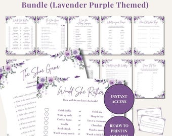 Bundel met spellen voor vrijgezellenfeesten met lavendelthema (digitale download)