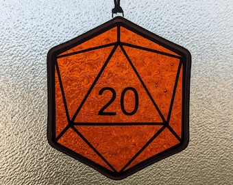 D20 Stained Glass - Gamer Gift - DnD Gift - Tabletop RPG  - Roll a Critical Hit - Gaming Gear