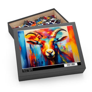 Vibrant Goat Puzzle - 120, 252, 500-Piece, Colorful Artwork, Fun Family Activity, Birthday Gift, Home Decor