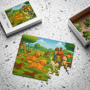 Dog Park Puzzle for Kids 30 Piece Cartoon Dog Jigsaw for Pet Lovers