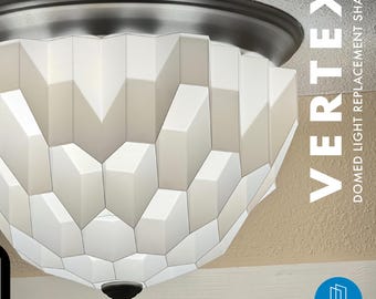 VERTEX Domed Ceiling Light Replacement Shade: Mid-Century Modern Retrofit with no tools (AKA Boob Light Cover)