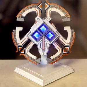 Light-Up 6" Nomai Mask Miniature with Stand, Blue LED Outer Wilds Display, Full Color Collector's Item, Gamer Decor, Collectible Gift