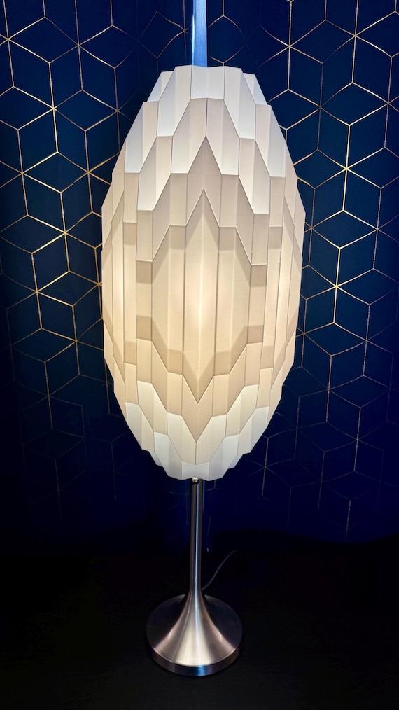 Crystalline Table Lamp: Tall Gold Metal Base, Mid-Century Modern Design
