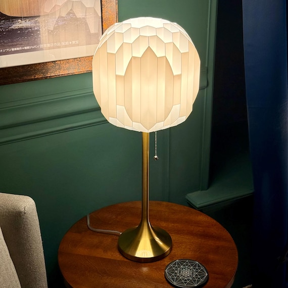 SPHERE Extra Tall Table Lamp: Uses standard bulbs, Gold Metal Base