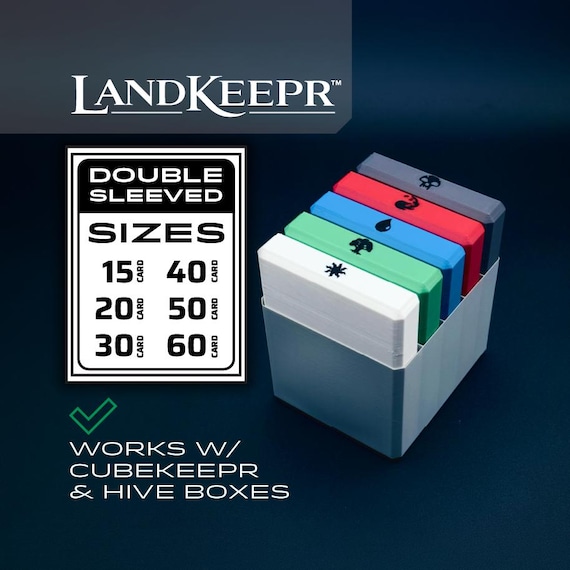 LandKeepr Set of 5 Boxes with Tray holds 15, 20, 30, 40, 50, or 60 double-sleeved cards for Magic: The Gathering. Fits in CubeKeepr, ArcHive