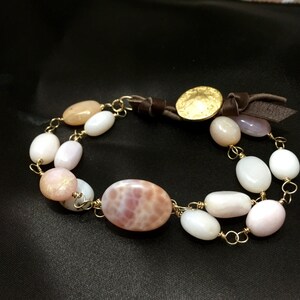 Peruvian Opal Bracelet, Multi Strand Soft Pink Gemstone Bracelet ...