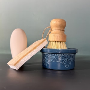 Volledig natuurlijke massieve afwasmiddelcadeauset Keramische kom Houten sisalborstelset Krasvrije scrub en geurloze lotion – klaar voor de feestdagen