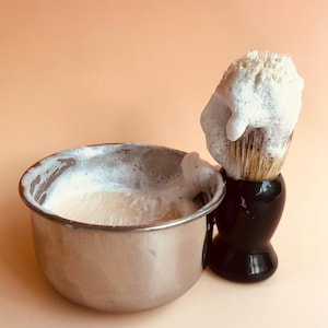 Handmade Moisturizing Shave Soap Set for Him Fathers Day Gift Idea Rustic Barber Shop Shave Disc With Bowl and Brush or Replacement pucks