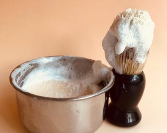 Handmade Moisturizing Shave Soap Set for Him Fathers Day Gift Idea Rustic Barber Shop Shave Disc With Bowl and Brush or Replacement pucks