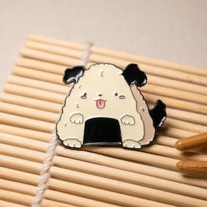 Rice Ball Onigiri Puppy Enamel Pins