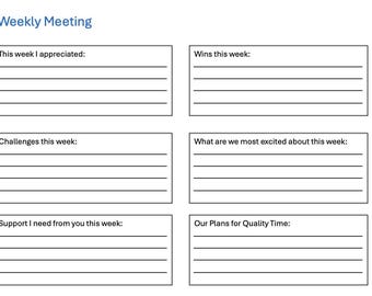 Weekly Check-In Template for Couples, Relationship Check-in Printable, Weekly Marriage Check-In, Weekly Marriage Meeting Digital