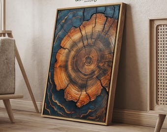 Abstrakte Baum Ring gerahmte Wandkunst, bunte abstrakte Baum Ring Wanddekoration, moderne Minimalismus Bauernhaus Wohnzimmer Leinwanddruck