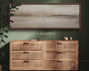 Boisenique Neutral Abstract Seascape Framed Art | Minimalist Canvas Print | Calm Coastal Landscape Decor | Beach House Wall Art