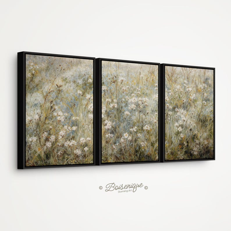 Wildflower Field Framed Canvas Wall Art - Set of 3 - Etsy