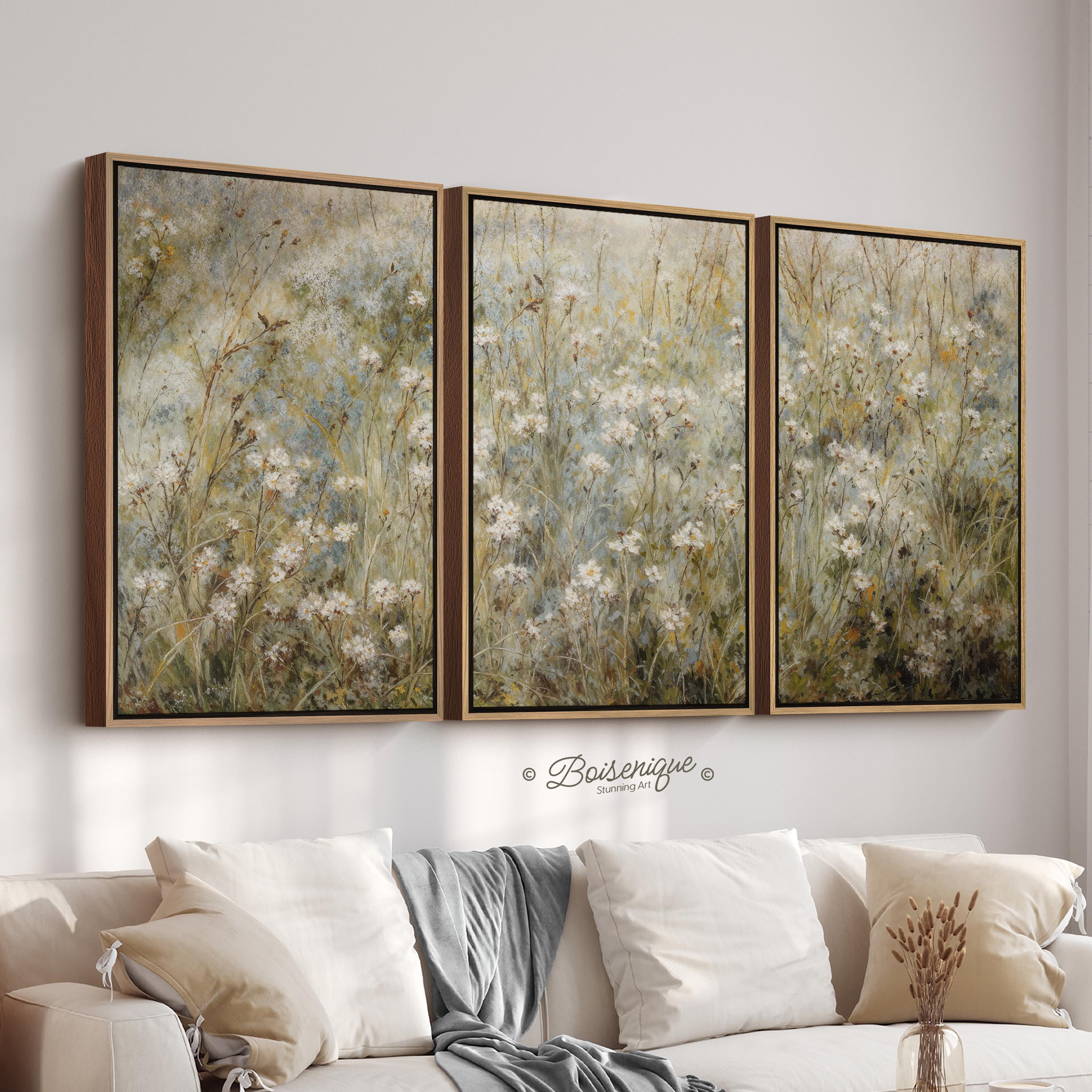 Wildflower Field Framed Canvas Wall Art - Set of 3 - Etsy