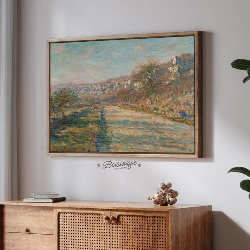 Monet Framed Canvas Print: Road of La Roche-Guyon, Impressionist Art