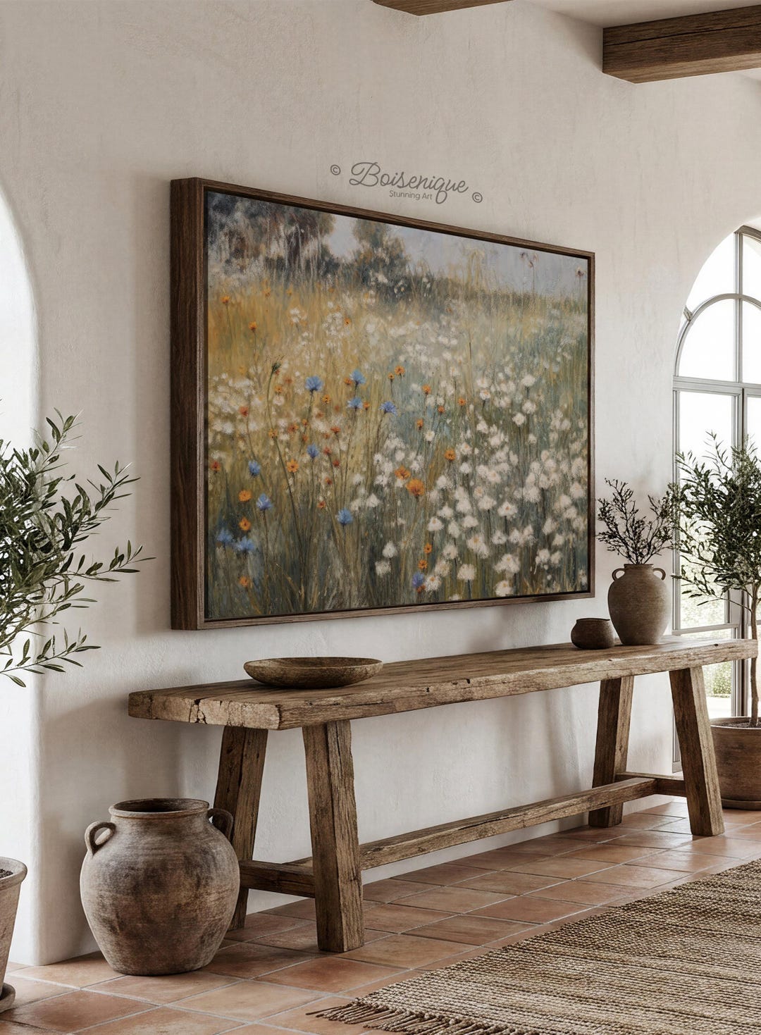 Wildflowers Field Landscape Wall Art Print | Framed Canvas Cozy Wall ...