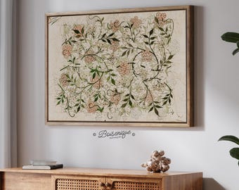 William Morris bloemencanvas: vintage botanische muurkunst