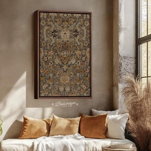Retro Tapestry | Vintage Rug Print on Framed Canvas with hanging kit