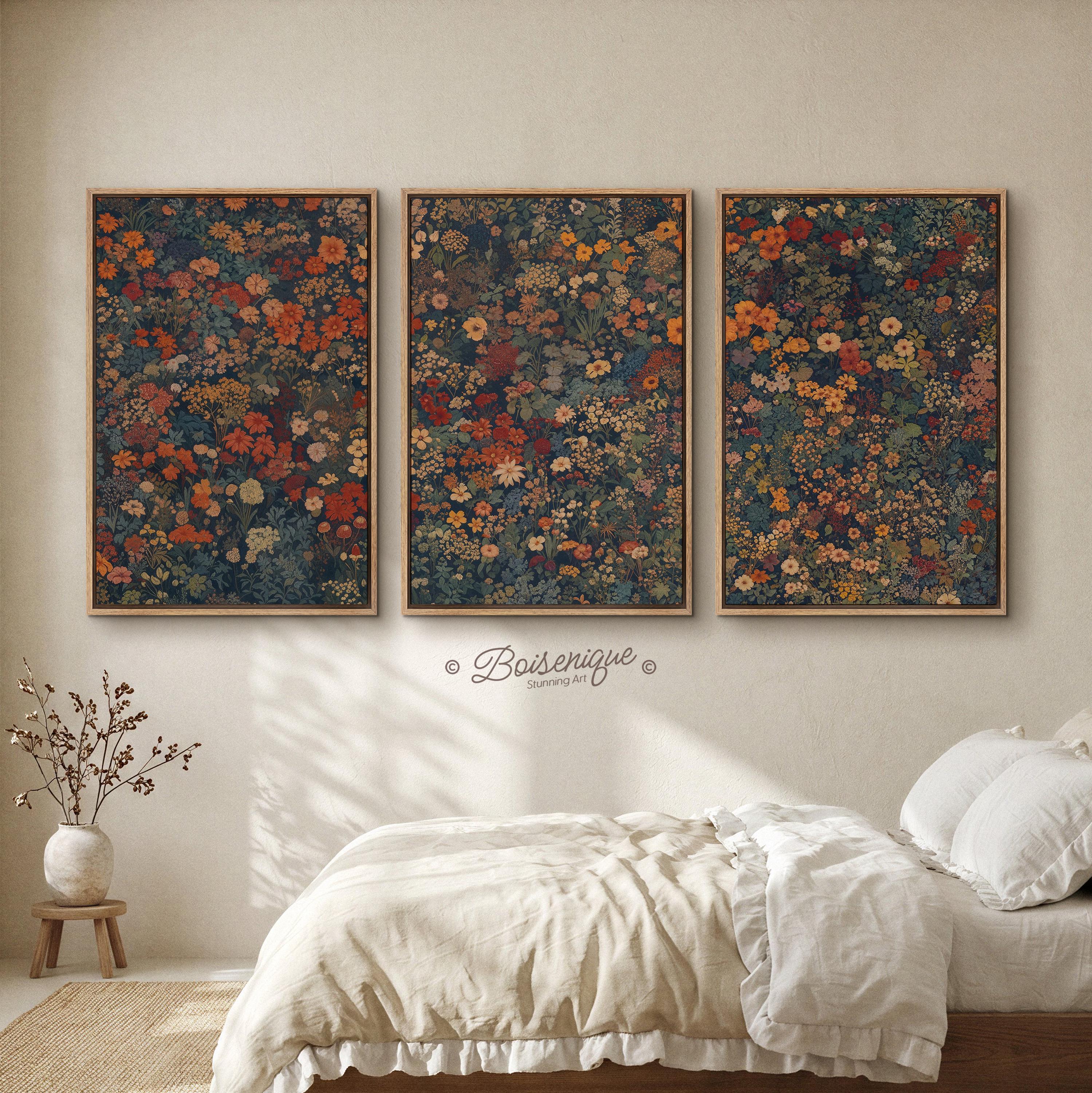 Framed Wildflower Canvas Print: Botanical Garden Wall Art - Set of 3 - Etsy