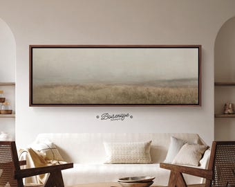 Vintage Landscape Wall Art | Minimalist hill by the sea Canvas Print & Calm Coastal Landscape Decor