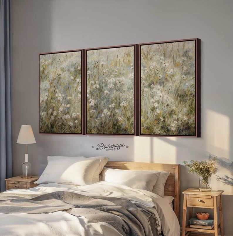 Wildflower Field Framed Canvas Wall Art - Set of 3 - Etsy