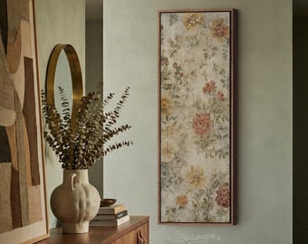 Vintage Tapestry Framed Canvas Art: Antique Rug Pattern Print