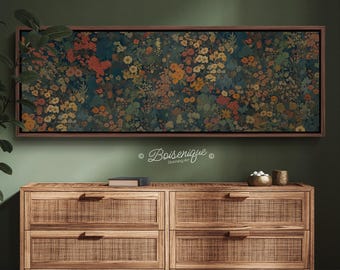 Vintage Floral Framed Canvas Print: Wildflower Garden Wall Art