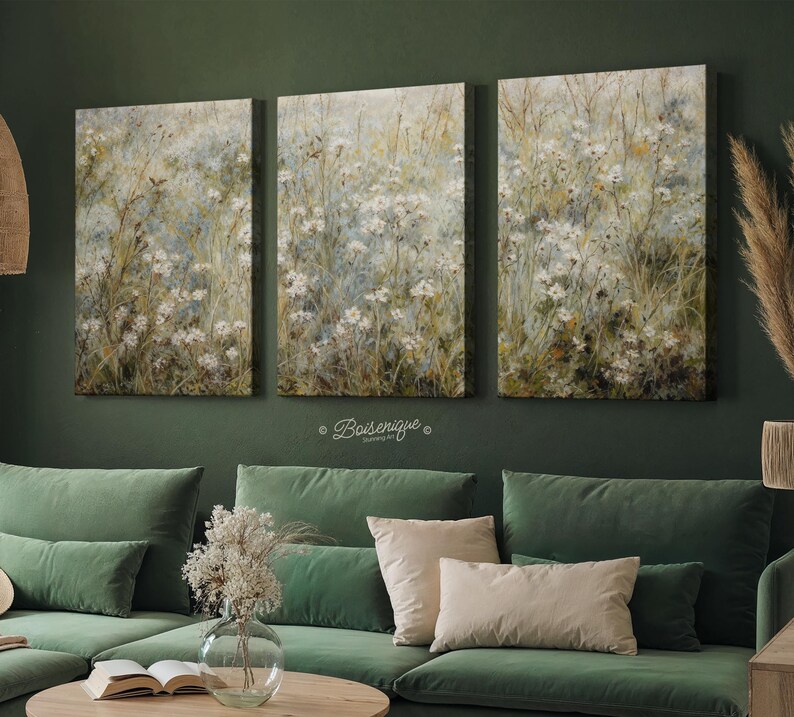 Wildflower Field Framed Canvas Wall Art - Set of 3 - Etsy