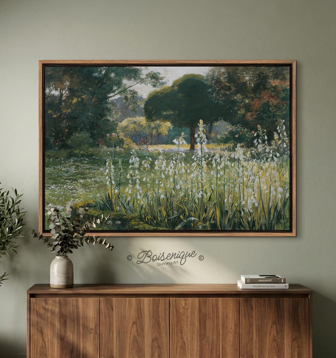 Vintage Wildflower Landscape Print Framed Nature Canvas Print Wall Art ...