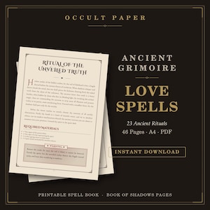 Love Spells-Manifestation Ritual Guide, Self Love Affirmations, Printable Grimoire Pages (PDF)